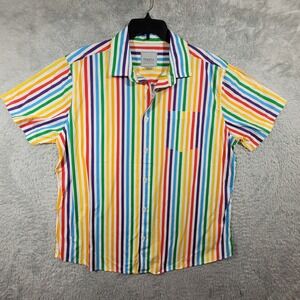 Trinity Collective Mens Rainbow Stripe Short Sleeve Button Up Shirt XL